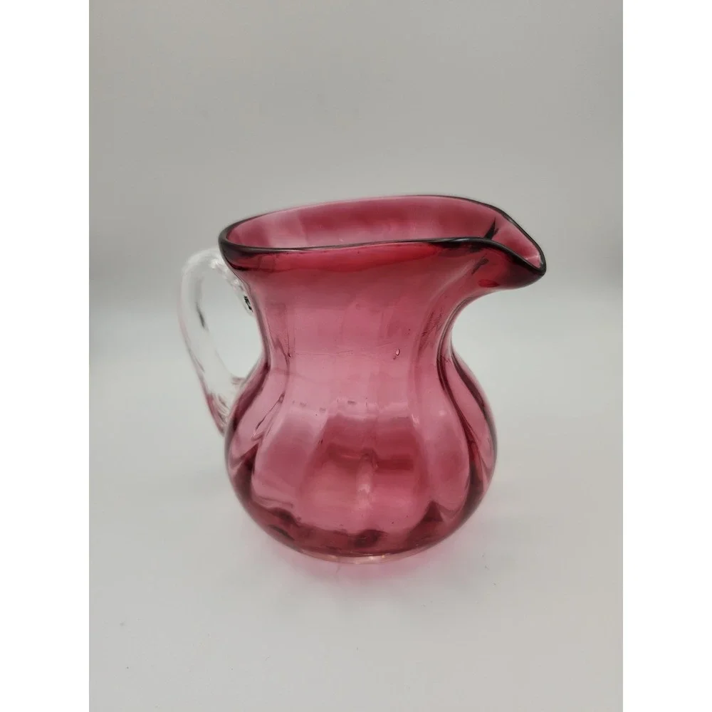 Vintage Pilgrim Cranberry Glass pitcher Charleston model creamer. 3.5